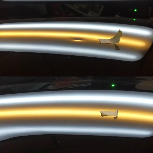 トヨタ シエンタのボンネットのへこみのデントリペア