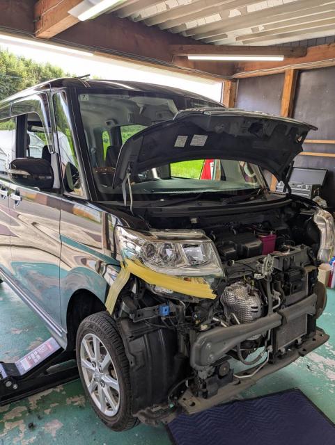 ダイハツ　タント　持ち込みホーン取り付け　パーツ持込取り付け大歓迎　・車検【車検後に令和7年度産の新米みずかがみ5Kｇプレゼントしております】・板金、ボディコーティング受付中　滋賀県　近江八幡市　野洲市　草津市　東近江市　大津市