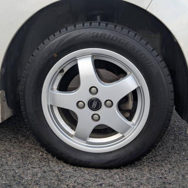 ダイハツ　タント　中古スタッドレスタイヤのブリヂストン　ブリザック　VRX2 155/65R14のホイールセット4本に交換【福山市　府中市　神石高原町　井原市　笠岡市　持込でのタイヤ交換大歓迎受付中！Web予約もOK！！】