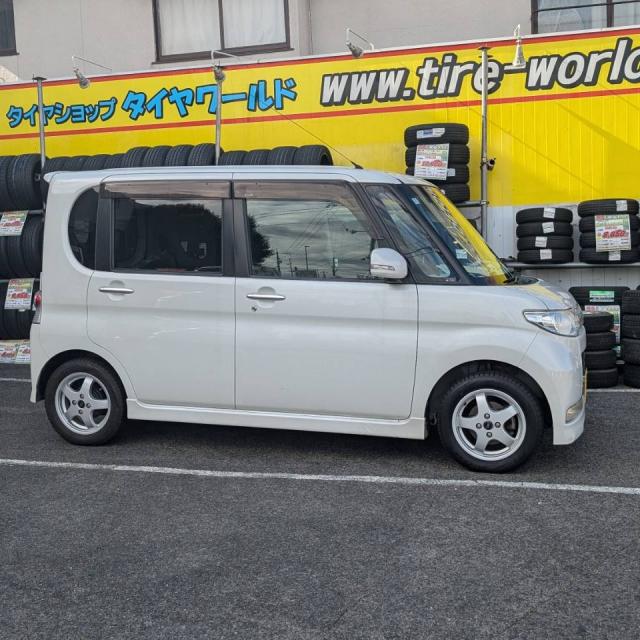 ダイハツ　タント　中古スタッドレスタイヤのブリヂストン　ブリザック　VRX2 155/65R14のホイールセット4本に交換【福山市　府中市　神石高原町　井原市　笠岡市　持込でのタイヤ交換大歓迎受付中！Web予約もOK！！】