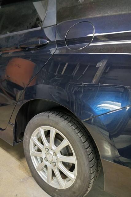 ホンダシャトル　他社交換でも　大きなへこみ板金塗装しました。「カーコン工法」採用でへこみ直します！